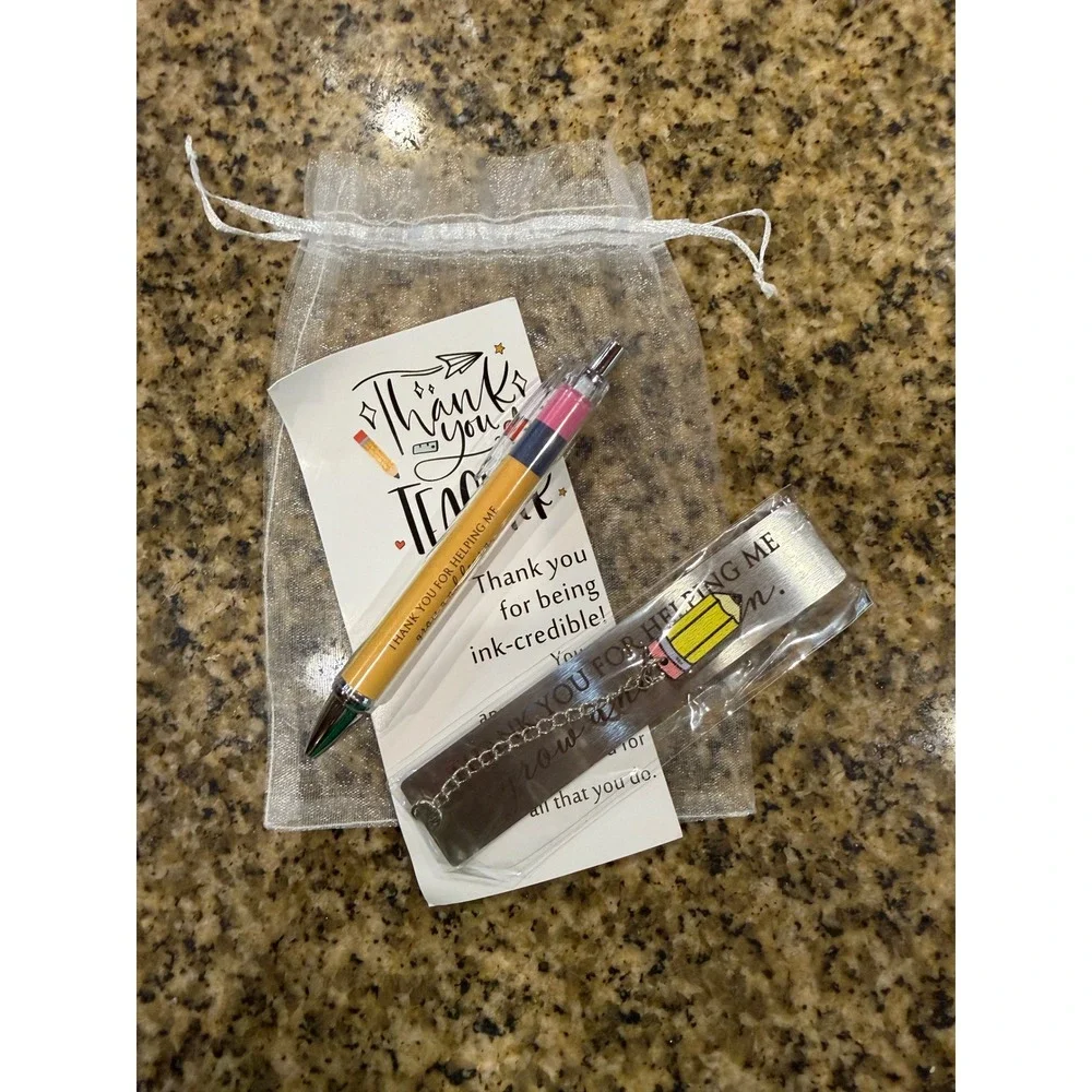Teacher Appreciation Gift Set Pencil Pen Metal Bookmark Ink-credible Card Bag